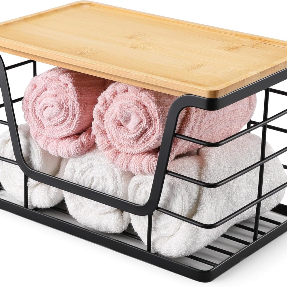 2 Pack Storage Stackable Kitchen Laundry Organizers with Bamboo Top, Wall Mount Large Trash Bag Holder and Standard Garbage Bag Dispenser - Image 7