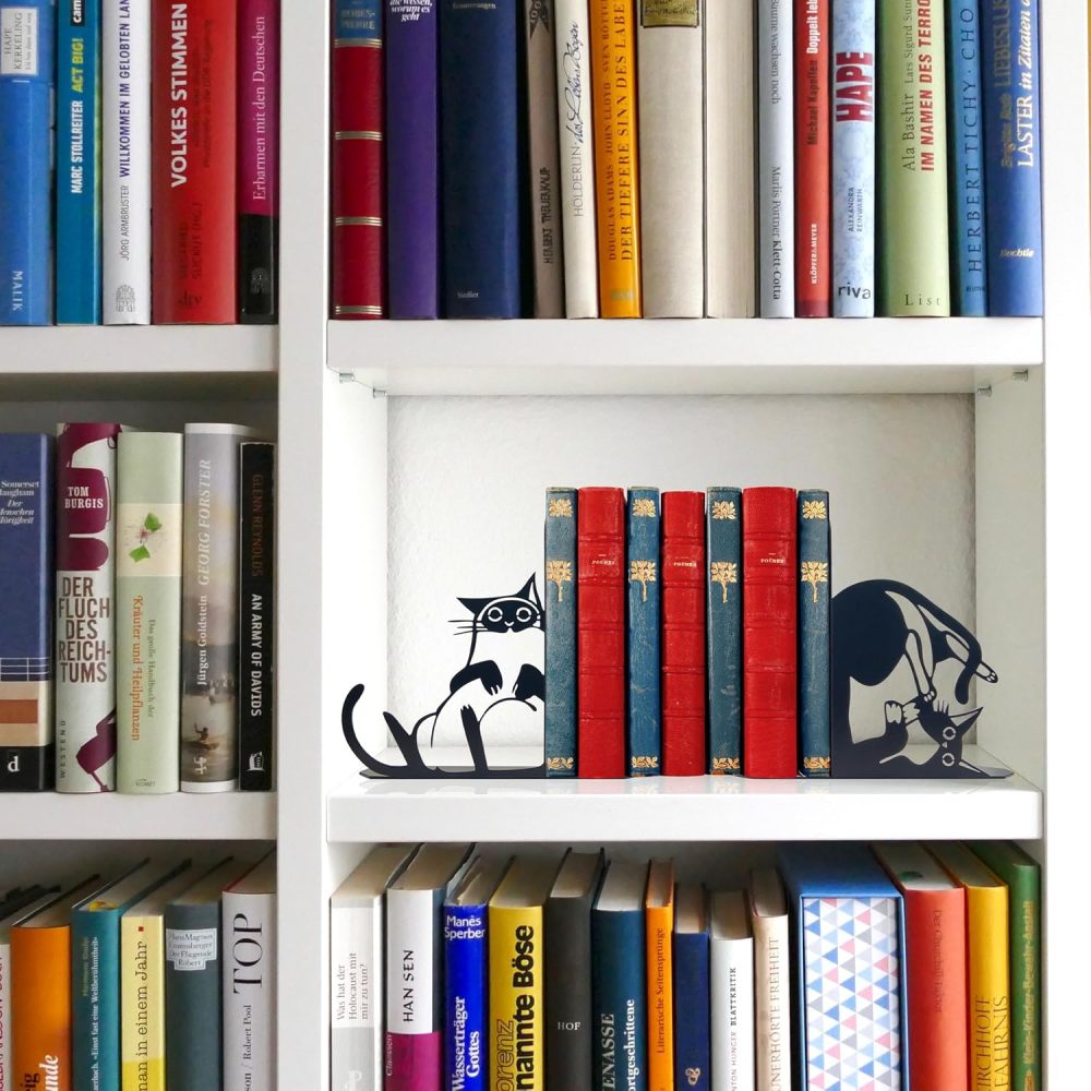 Cute Cat Metal Bookends Cat Book Ends for Shelves Bookshelf Decorative Objects Home Office Desk Bookshelf Decor Cat Lover Gifts for Women - Image 3
