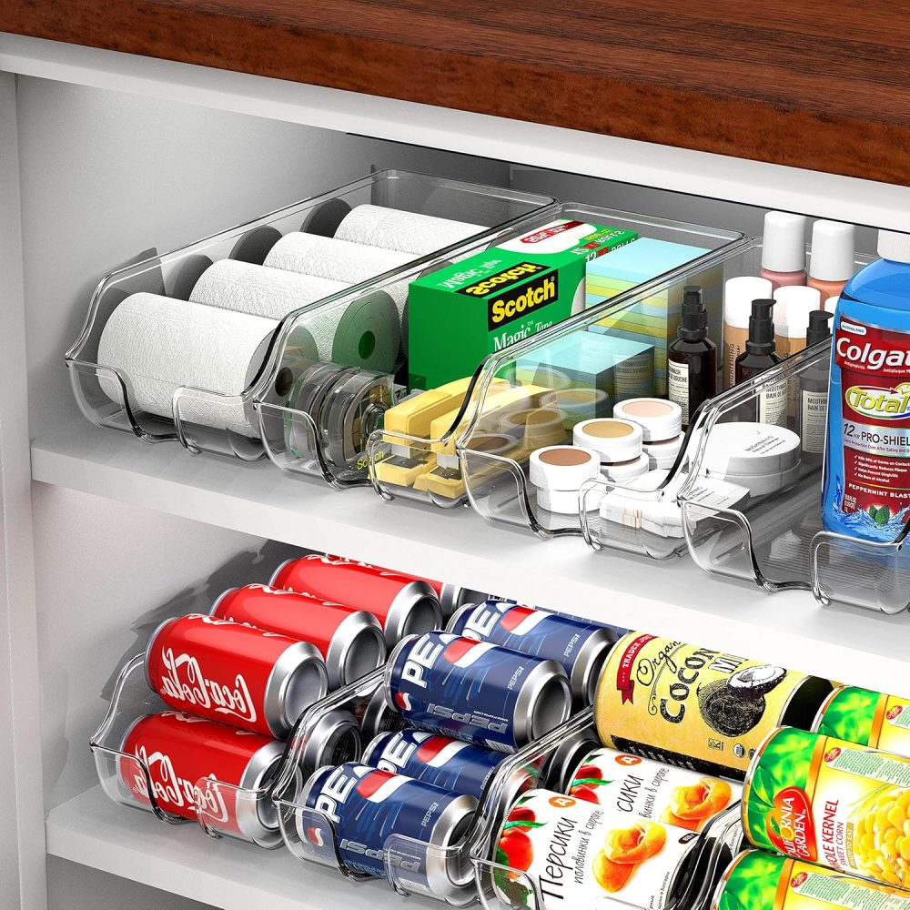 Simple Houseware Soda Can Organizer for Pantry / Refrigerator, Clear, Set of 2 - Image 4